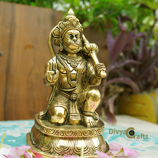 Brass Blessing Lord Hanuman (7.5")
