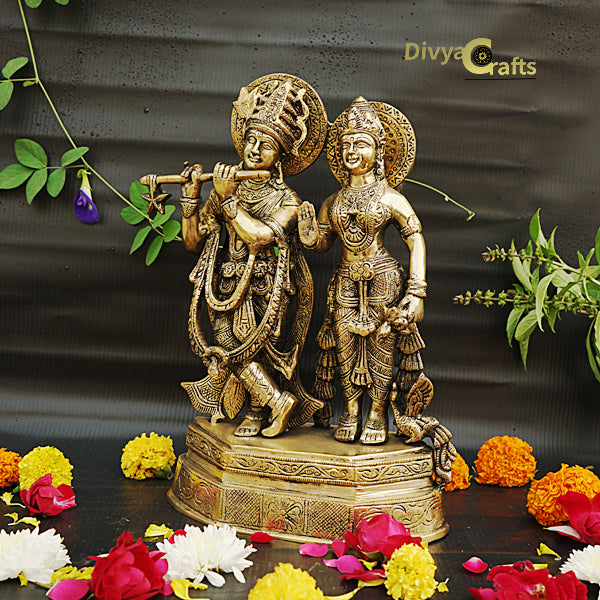 Brass Radha Krishna Statue (12")