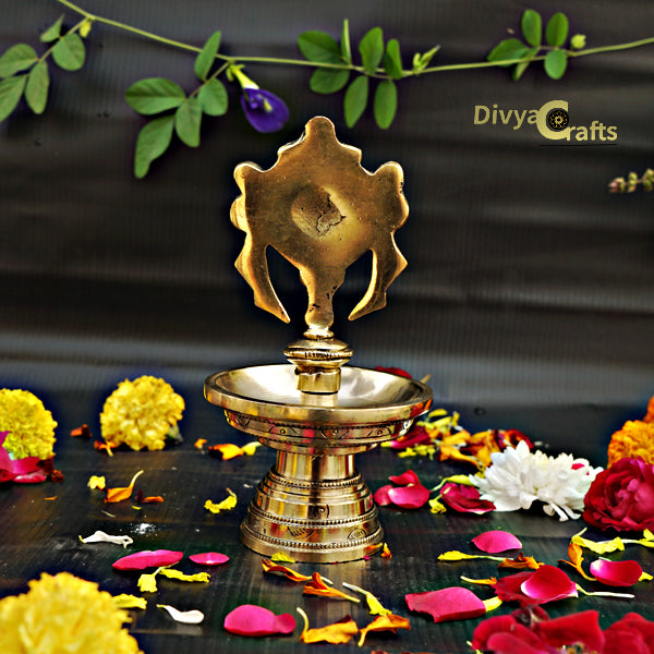 Brass Chakra Diya/Oil Lamp (7")