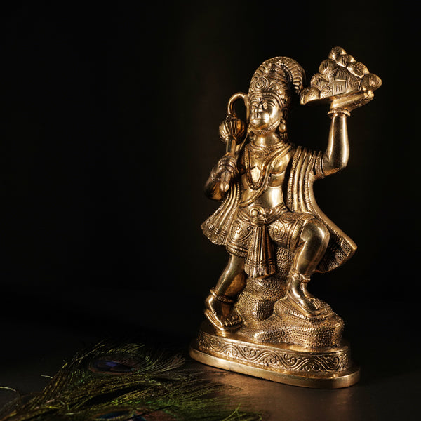Brass Sankat Mochan Hanuman Idol (9 Inch)