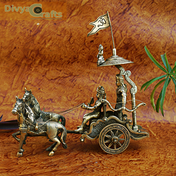 BRASS ARJUN AND KRISHNA RATH (TWO HORSES)