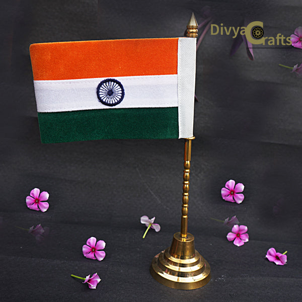 Brass  Indian National Flag with Stand (12")