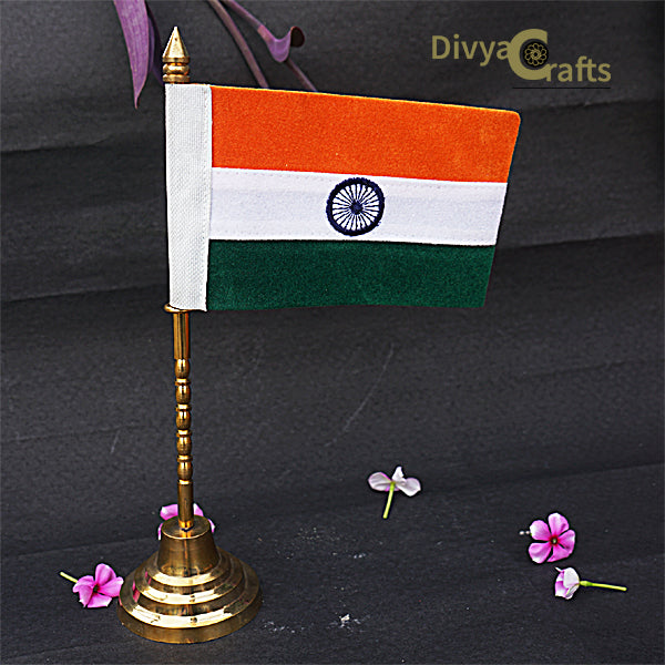 Brass  Indian National Flag with Stand (12")