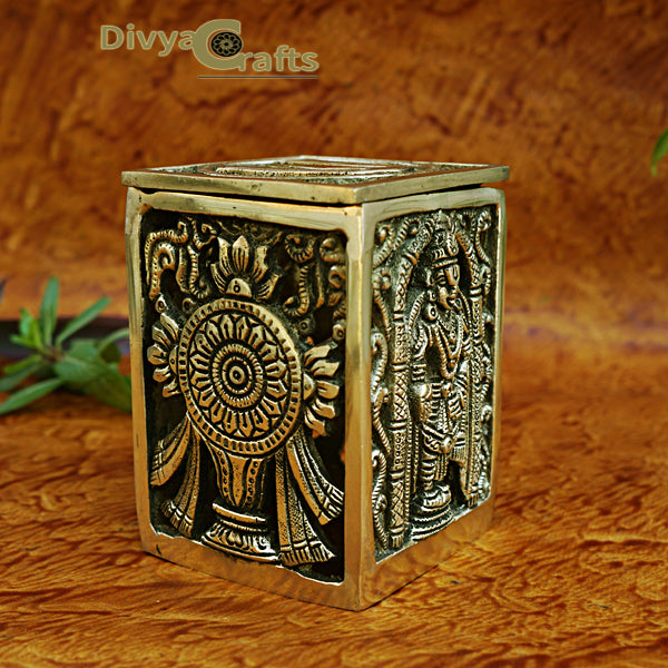 Brass Shankh Chakra Namah Frame Box