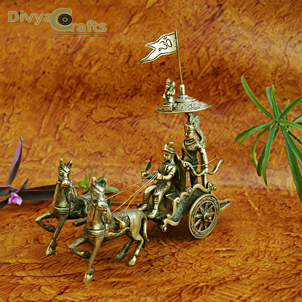 BRASS ARJUN AND KRISHNA RATH (TWO HORSES)