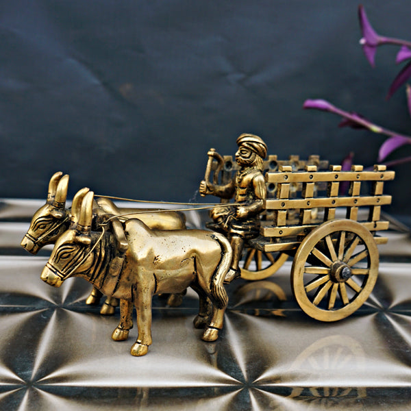 Brass Bullock Cart Showpiece (9 Inches)
