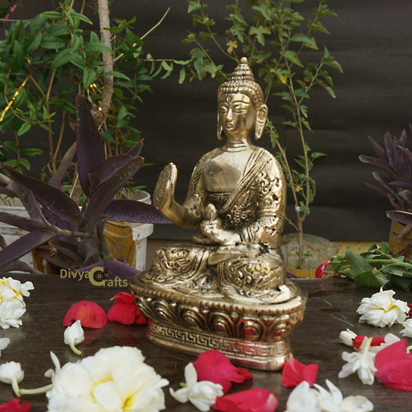 BRASS HANDCARVED BLESSING BUDDHA (6")