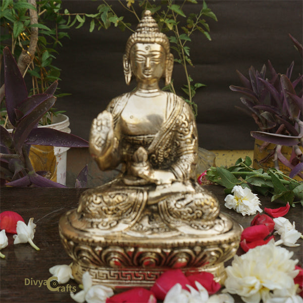 BRASS HANDCARVED BLESSING BUDDHA (6")