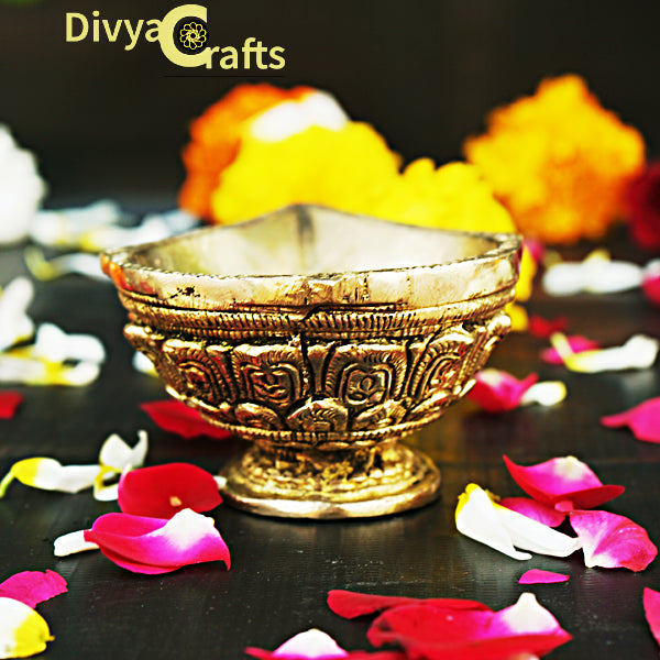 Brass Hand Carved Diya/Oil Lamp