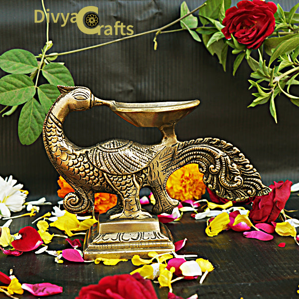 Brass Beautiful Bird Diya / Oil Lamp (5")