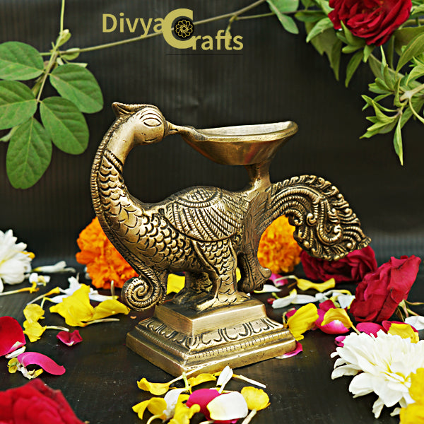 Brass Beautiful Bird Diya / Oil Lamp (5")