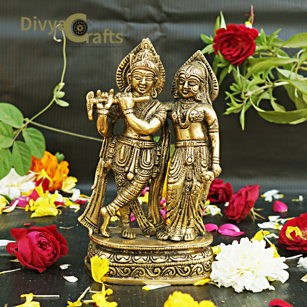 Brass Radha Krishna Statue(6.5")