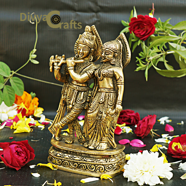 Brass Radha Krishna Statue(6.5")