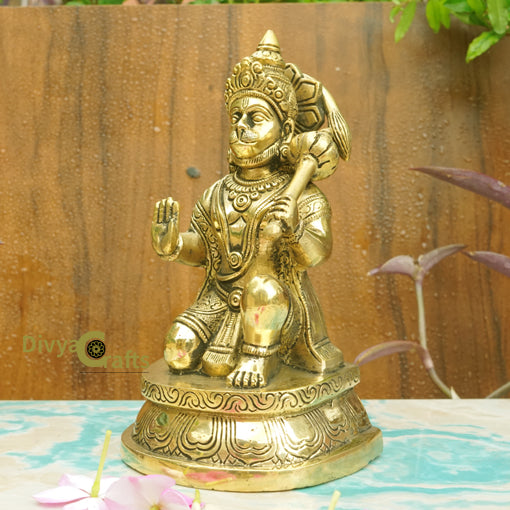 Brass Blessing Lord Hanuman (7.5")