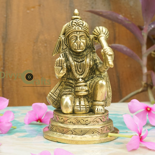 Brass Blessing Lord Hanuman (4.5")