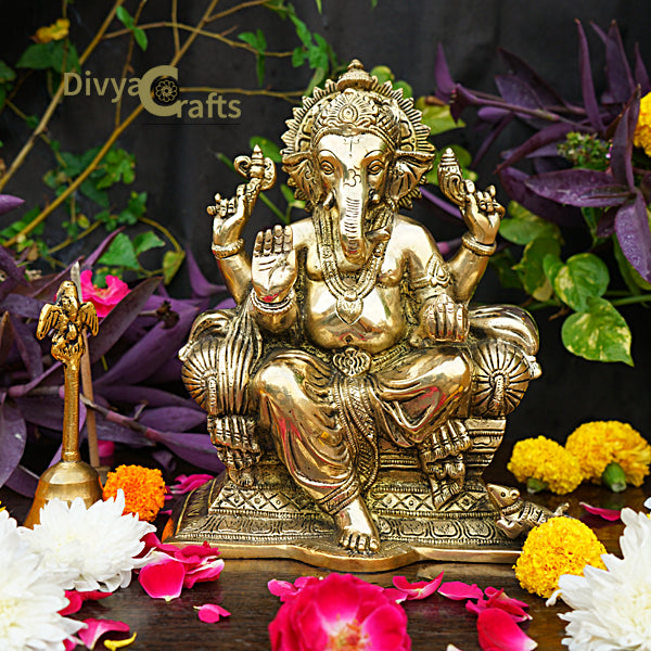 Brass Ganesha Statue (9.5")