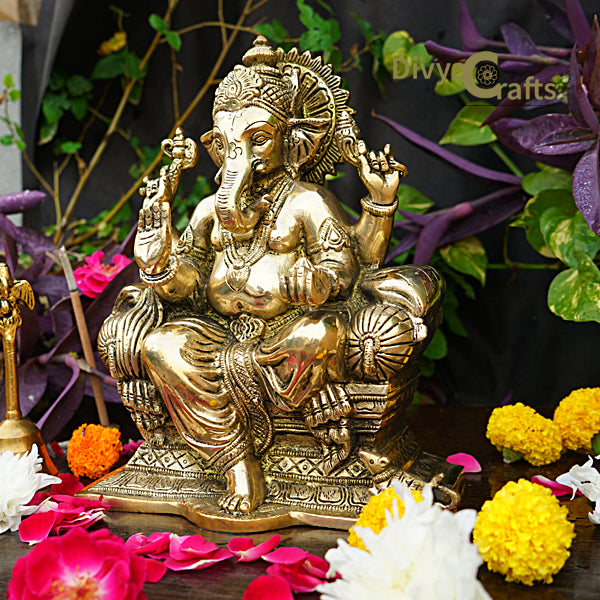 Brass Ganesha Statue (9.5")