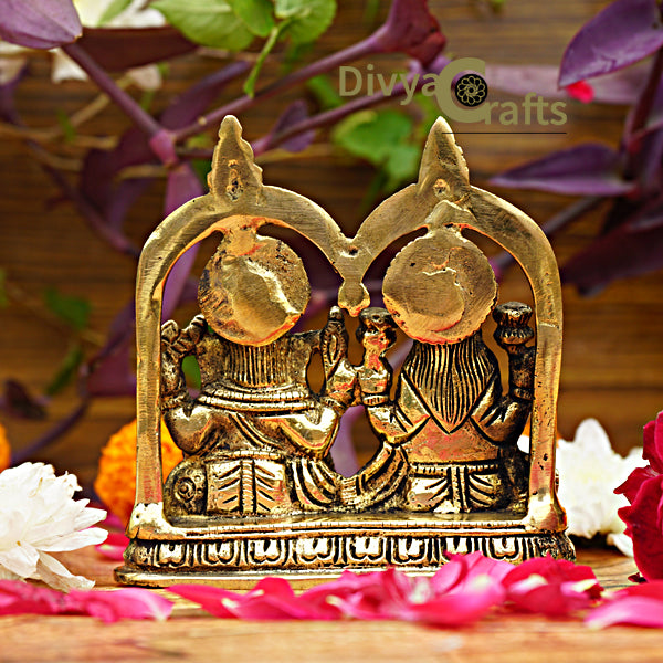 Brass Ganesh Lakshmi Idol (4")