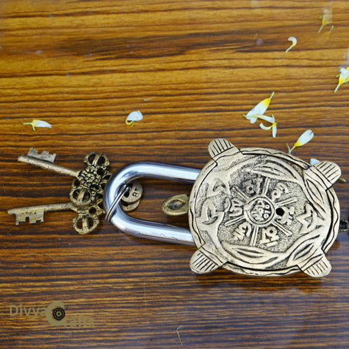 Antique Brass Tortoise Design Padlock with 2 Key | Vintage Home Décor | Collectible Lock