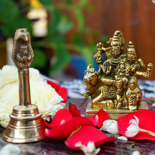 Brass Shiva Family on Nandi Idol