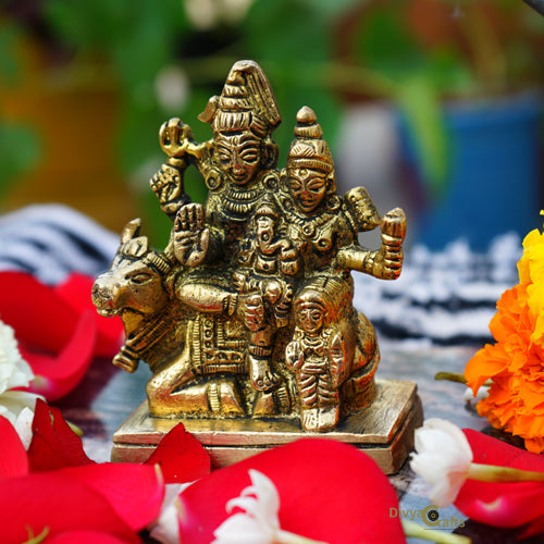 Brass Shiva Family on Nandi Idol