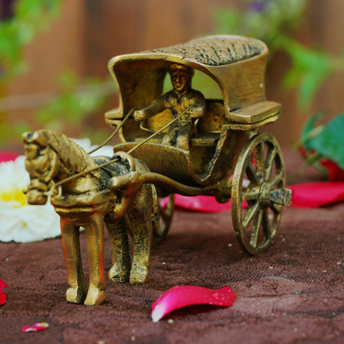 Brass Handmade Horse Chariot/Cart