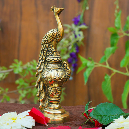 Beautiful Peacock Statue In Brass Decorative Showpiece